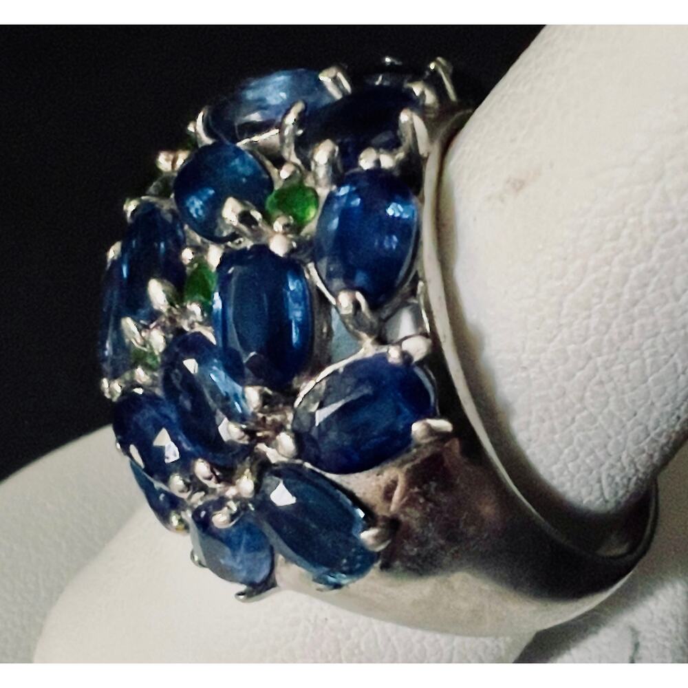 Massive Natural Kyanite Chrome Diopside Cluster Dome Ring - Picture 5 of 15